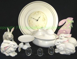 lot 212 image: Rabbit, bunny Easter selection Includes control bubble glass eggs plus