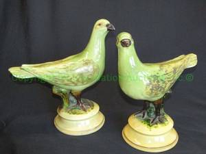 lot 316 image: Pair of vintage Borghese hand painted chalk ware birds, original label