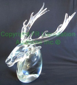 lot 344 image: Lead Crystal Baccarat style 6 point stag head bust sculpture No markings