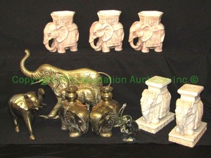 lot 385 image: Herd of Elephants dcor including Fritz Brass, Post war Japan and block crystal