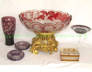 lot 395 image: Cut to clear crystal Czech Bohemian art glass ware as shown, largest is 11 tall x 15 wide