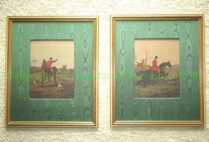 lot 376 image: Equestrian theme lithographs signed SW 1869 framed and matted, 24 x 29 each