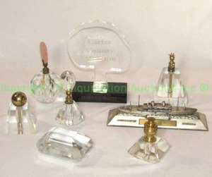 lot 366 image: Block crystal paperweights plus