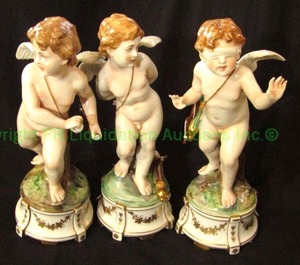 lot 470 image: Antique Capodimonte Italy (N crown makers mark) cherub figurines (Bid is times the quantity of 3)