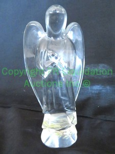lot 812 image: Signed Baccarat crystal nativity angel figurine, marked