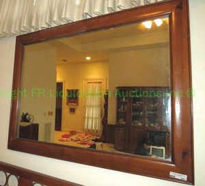 lot 501 image: Large solid wood framed wall mirror, 46 x 34