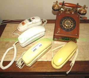 lot 478 image: Retro push button trimline style telephones and a Reproduction Thomas collectors edition telephone