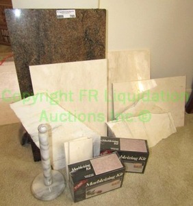 lot 769 image: Assorted marble pieces and Faux finish marbleizing kits