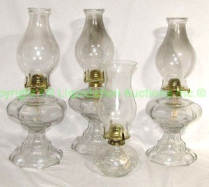 lot 752 image: Vintage glass hurricane lanterns plus as shown