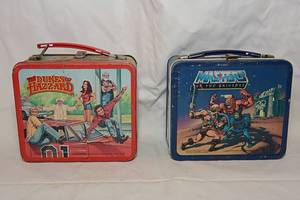 lot 119 image: Retro Dukes of Hazzard Metal Lunch Box, Retro Masters of The Universe Metal Lunch Box with Thermos