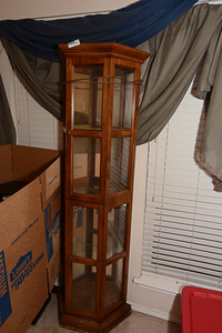 lot 128 image: Tall Wooden Display Cass with Lights