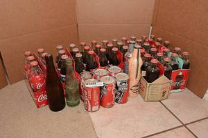 lot 140 image: Cowboys Super Bowl XXVII Unopened Coca Cola Cans, Vintage Coke Can, Retro Unopened Glass Bottles