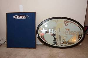 lot 173 image: Heineken Beer Mirror, Bud Light Cork Board