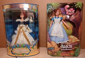 lot 77 image: Barbie Dolls, Snow White Barbie, Alice in Wonderland Barbie