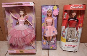 lot 78 image: Barbie Dolls, Classic Ballet Collection, Flower Mania, Campbells Alphabet Soup