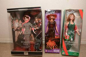 lot 90 image: Barbie Dolls, Publicity Tour Barbie, Enchanted Halloween Barbie, Holiday Surprise Barbie