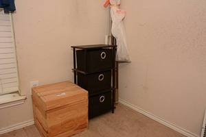 lot 180 image: Alphabet Wooden Box, Shelves, Portable Projection Screen