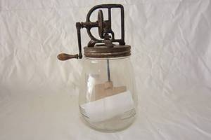 lot 37 image: Antique Glass Butter Churn
