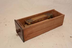 lot 54 image: Vintage Wood Rulers, and Wooden Carrying Box