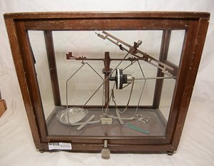 lot 22 image: Early to Mid 20th Century WBN Glassgow Beam Scales in Wood and Glass
