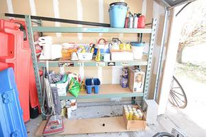 lot 14 image: Sanitaire Vacuum Cleaner, Assorted Cleaning Supplies