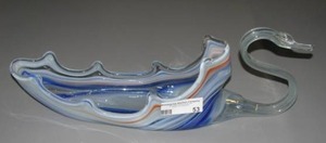 lot 53 image: Blown Glass Swan in blue