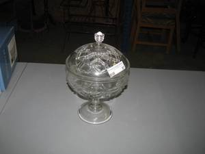 lot 57 image: Glass Collection - Covered Compote, Midoon Mugs, &amp Graduated Color Glasses