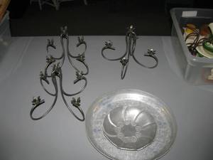 lot 85 image: metal candelabras &amp hammered aluminum bowls