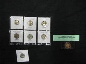 lot 106 image: Limited Edition Commemorative Medallion, 6 Brilliant Uncirculated Jefferson Nickels,