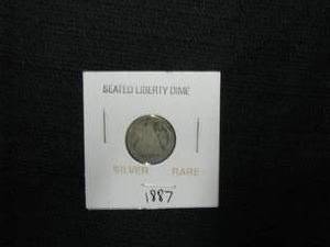 lot 110 image: 1887 Seated Liberty Dime RARE