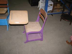 lot 119 image: Retro student desk - purple