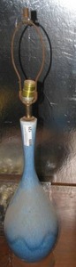 lot 129 image: Mid Century blue porcelain lamp