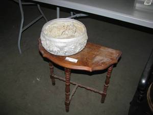 lot 136 image: Small side table and metal relief bowl