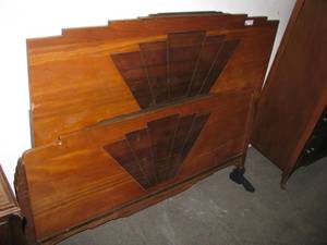 lot 143 image: Art Deco style vintage bed boards - head &amp foot
