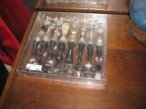 lot 128 image: Mid Century soft plastic chess set in protective case