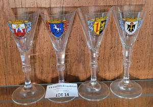 lot 14 image: LOT OF 4 GERMAN WINE GOBLETS AS SHOWN.