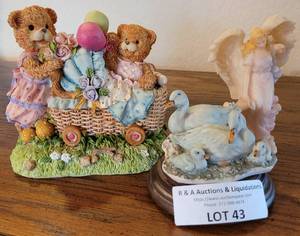 lot 43 image: LOT OF DECORATIVE FIGURINES AS SHOWN.