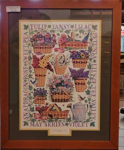 lot 50 image: LARGE FRAMED LONGABERGER BASKETS PRINT IN STYLE, COLOR, AND CONDITION SHOWN.