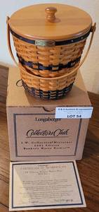 lot 54 image: LONGABERGER COLLECTORS CLUB J. W. COLLECTION MINIATURE 2001 EDITION BANKERS WASTE BASKET IN STYLE, COLOR, AND CONDITION SHOWN.