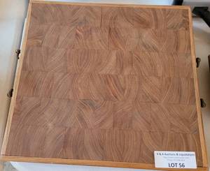 lot 56 image: VINTAGE BUTCHER-BLOCK STYLE CUTTING BOARD AS SHOWN.