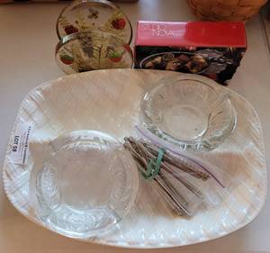 lot 59 image: SERVING PLATTER AND MORE AS SHOWN.