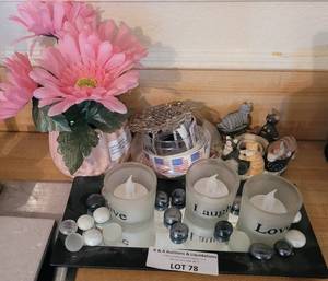 lot 78 image: MIXED LOT OF ASSORTED DECOR ITEMS AS SHOWN.