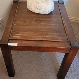 lot 118 image: WOODEN END  ACCENT TABLE IN STYLE, COLOR, AND CONDITION SHOWN.
