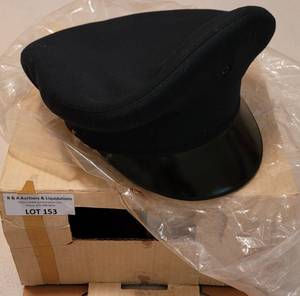 lot 153 image: VINTAGE FLIGHT ACE MILITARY HAT IN STYLE, COLOR, AND CONDITION SHOWN.