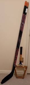 lot 155 image: EASTON HOCKEY STICKS AND TENNIS RACKET AS SHOWN.