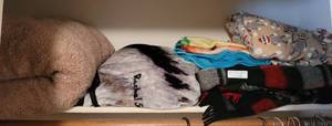 lot 157 image: LOT OF ASSORTED BLANKETS AS SHOWN.