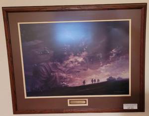 lot 161 image: FRAMED MILITARY THEMED PRINT AS SHOWN.