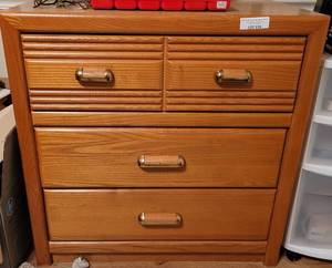 lot 174 image: WOODEN 3-DRAWER CABINET IN STYLE, COLOR, AND CONDITION SHOWN.