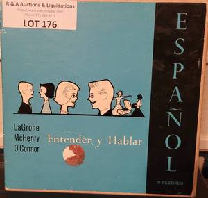 lot 176 image: VINTAGE ESPANOL 10-RECORD SET IN ORIGINAL BOX. ENTENDER Y HABLAR