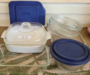 lot 244 image: LOT OF PYREX OVENWARE DISHES AS SHOWN.